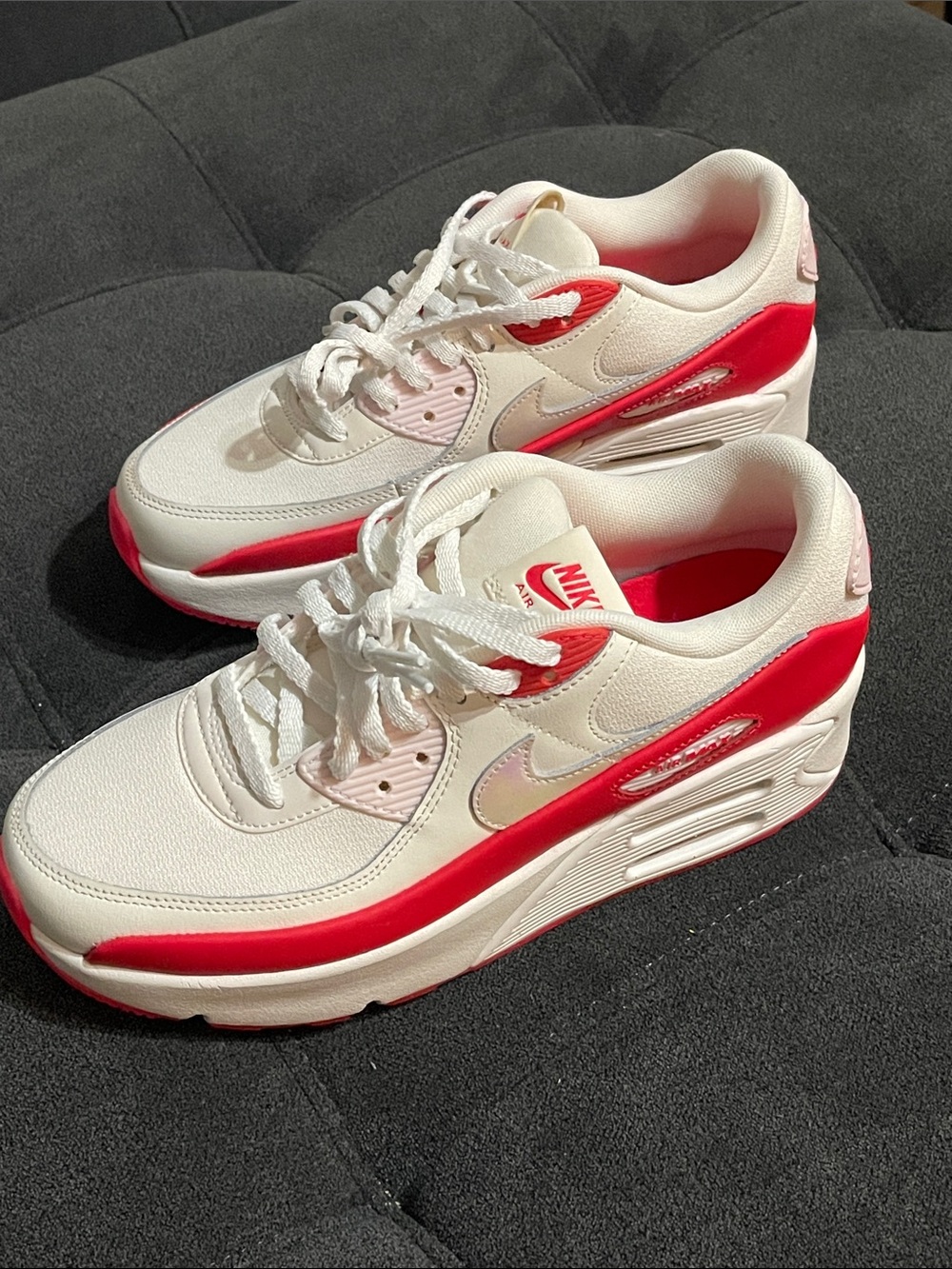 Nike Air Max 90 LV8 Sail Siren Red Shoes HF5073 133 Women's Size 8